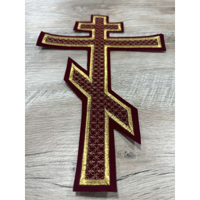 Embroidered cross for vestment or church covers - Cross patch application