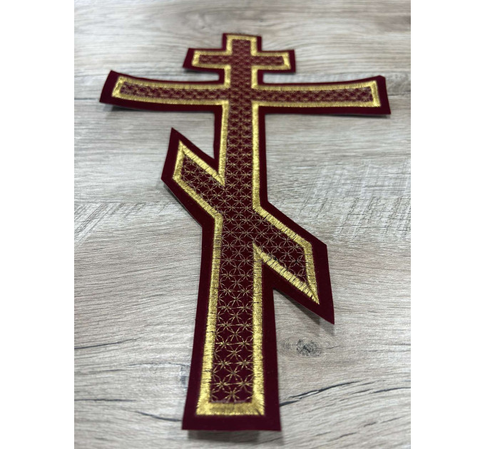 Embroidered cross for vestment or church covers - Cross patch application