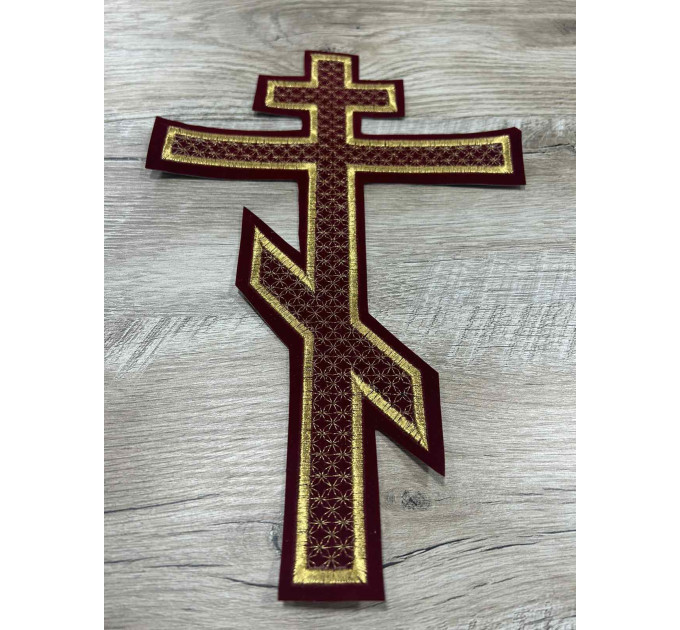 Embroidered cross for vestment or church covers - Cross patch application