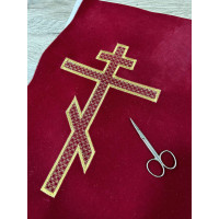 Embroidered cross for vestment or church covers - Cross patch application