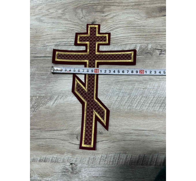 Embroidered cross for vestment or church covers - Cross patch application