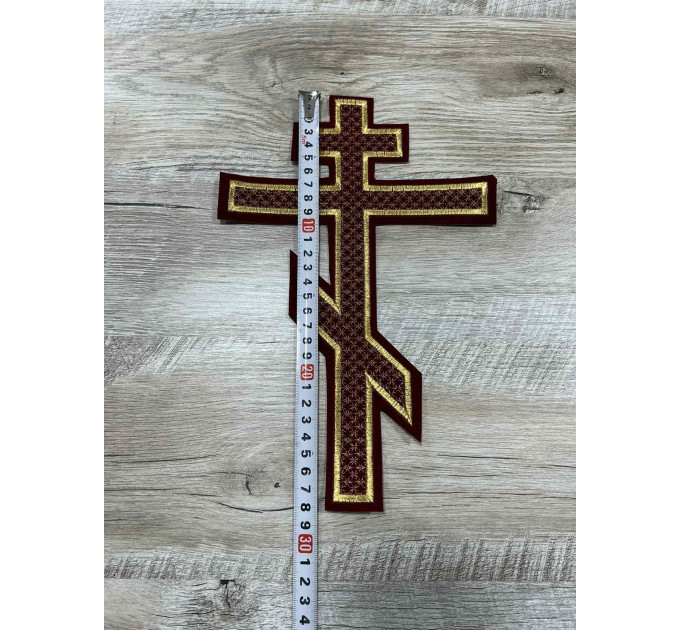Embroidered cross for vestment or church covers - Cross patch application