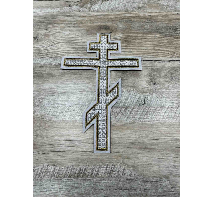 Embroidered cross for vestment or church covers - Cross patch application