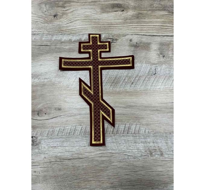 Embroidered cross for vestment or church covers - Cross patch application