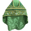 Slavic-style green priest vestment on velvet - Orthodox style embroidered vestment set