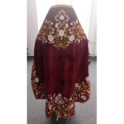 Slavic-style priest vestment on velvet - Orthodox style embroidered vestment set