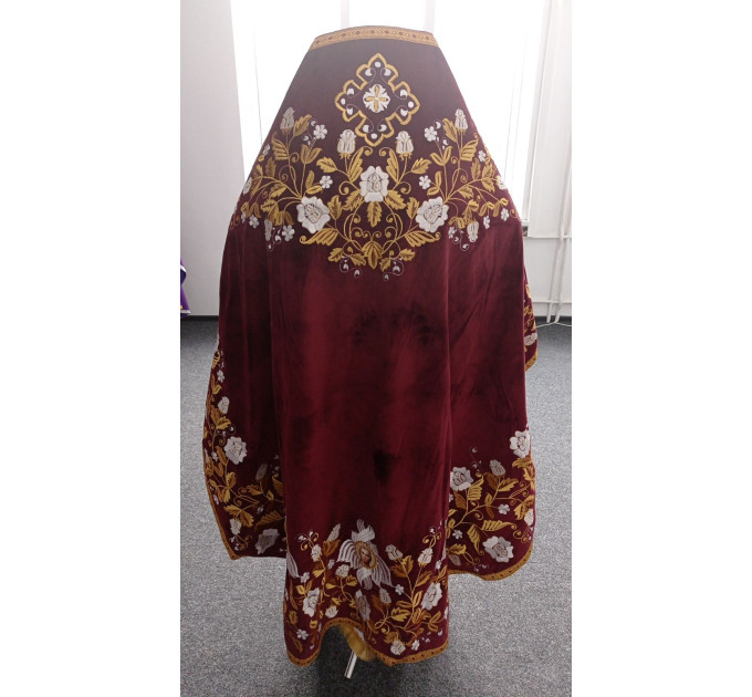 Slavic-style priest vestment on velvet - Orthodox style embroidered vestment set