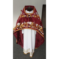 Slavic-style priest vestment on velvet - Orthodox style embroidered vestment set