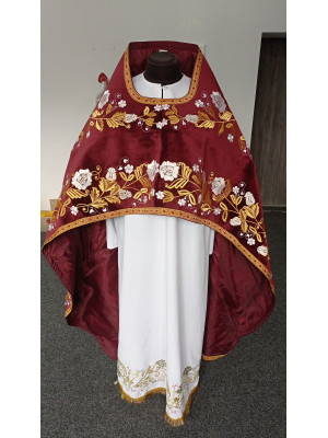 Slavic-style priest vestment on velvet - Orthodox style embroidered vestment set