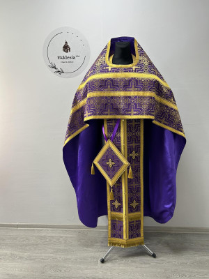 Slavic-style priest vestment for Lent - Orthodox vestment - Phelon on brocade