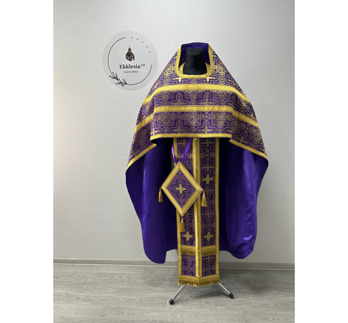 Slavic-style priest vestment for Lent - Orthodox vestment - Phelon on brocade