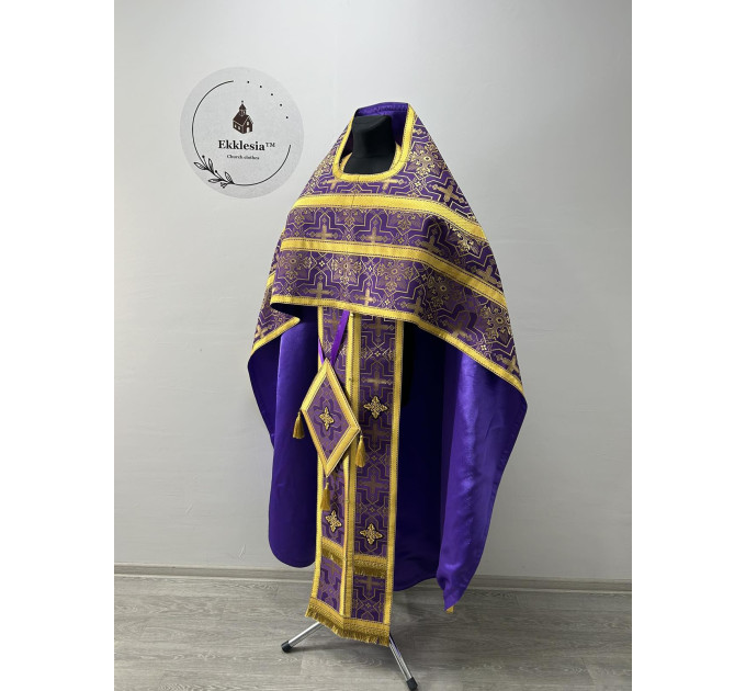 Slavic-style priest vestment for Lent - Orthodox vestment - Phelon on brocade