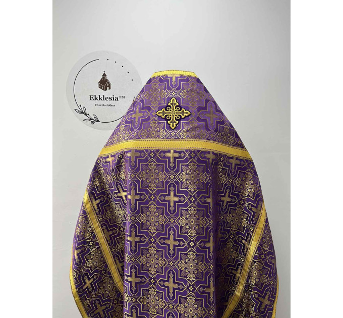 Slavic-style priest vestment for Lent - Orthodox vestment - Phelon on brocade