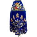 Slavic-style blue priest vestment on velvet - Orthodox style embroidered vestment set