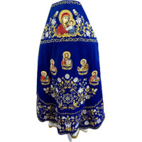 Slavic-style blue priest vestment on velvet - Orthodox style embroidered vestment set