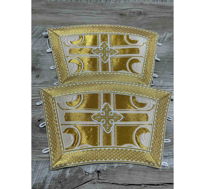 Blue Greek style vestments set in metallic brocade - Orthodox vestments - Priest