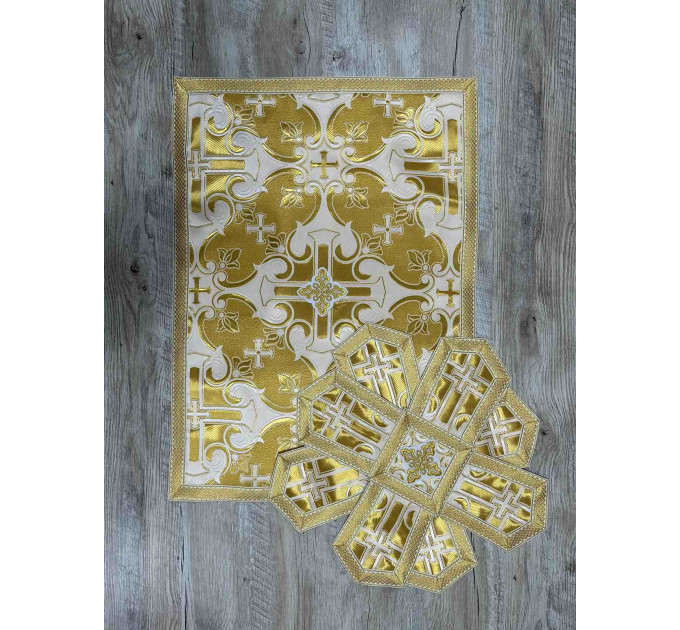 Blue Greek style vestments set in metallic brocade - Orthodox vestments - Priest