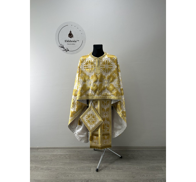 Blue Greek style vestments set in metallic brocade - Orthodox vestments - Priest