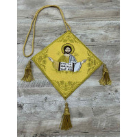 Gold Embroidered Palitsa - Embroidered Epigonation on silk with metal tassels