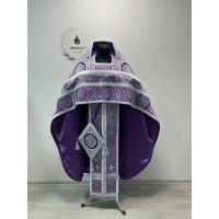 Slavic-style priest vestment - Orthodox Lent vestment - Phelon on violet brocade