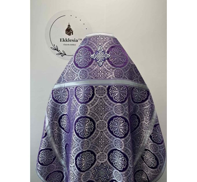 Slavic-style priest vestment - Orthodox Lent vestment - Phelon on violet brocade