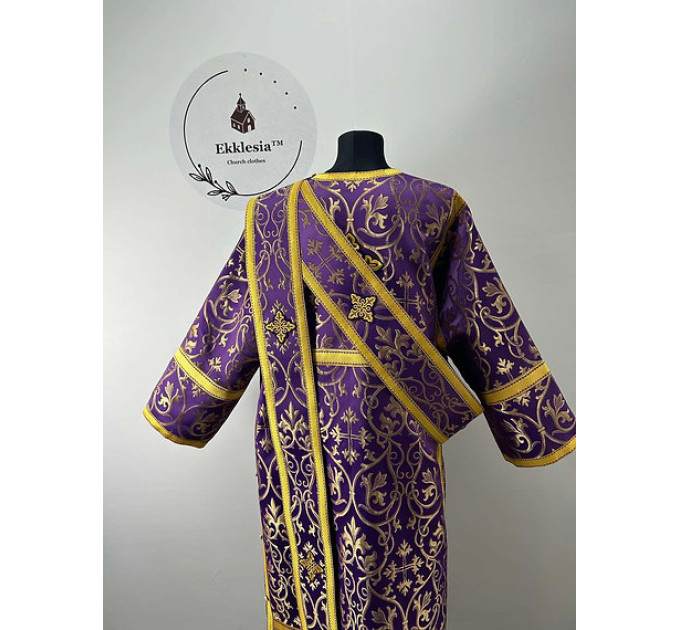 Burgundy deacon's liturgical Orthodox Vestment -Sticharion and orar