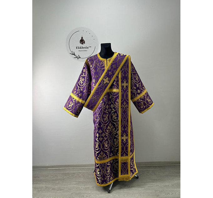 Burgundy deacon's liturgical Orthodox Vestment -Sticharion and orar