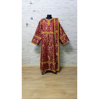 Burgundy deacon's liturgical Orthodox Vestment -Sticharion and orar