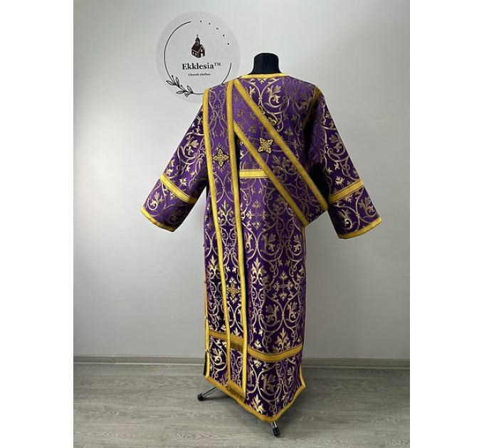 Burgundy deacon's liturgical Orthodox Vestment -Sticharion and orar