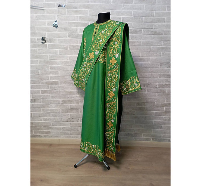 Green embroidered Deacon's vestments set - Deacon's alb - Orthodox Vestment