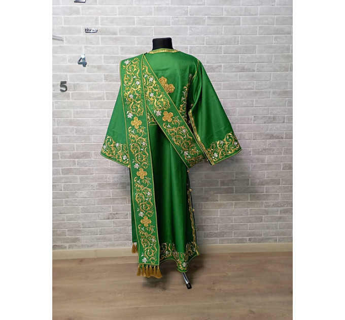 Green embroidered Deacon's vestments set - Deacon's alb - Orthodox Vestment