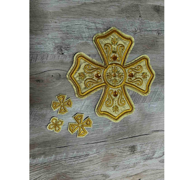 Set of 16 embroidered crosses for priest vestment - Patch crosses applique