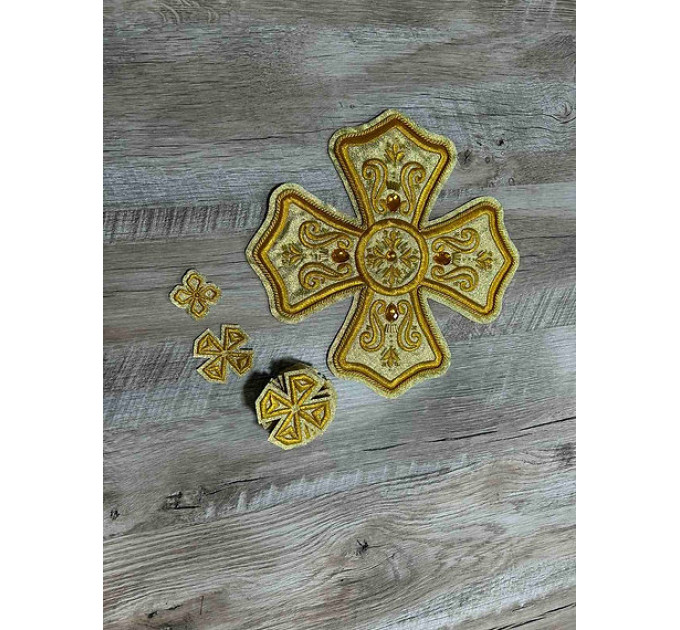 Set of 16 embroidered crosses for priest vestment - Patch crosses applique