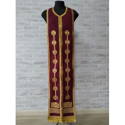 Embroidered stole and cuffs in gabardine - Priest's communion set epitrachelion