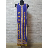 Embroidered stole and cuffs in gabardine - Priest's communion set epitrachelion