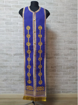 Embroidered stole and cuffs in gabardine - Priest's communion set epitrachelion