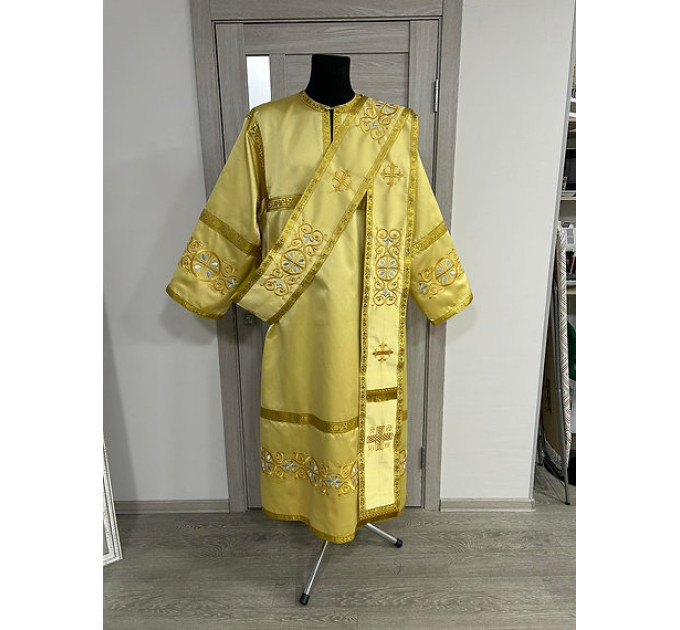 Embroidered silk deacon's vestment - Orthodox deacon's stichar and orar