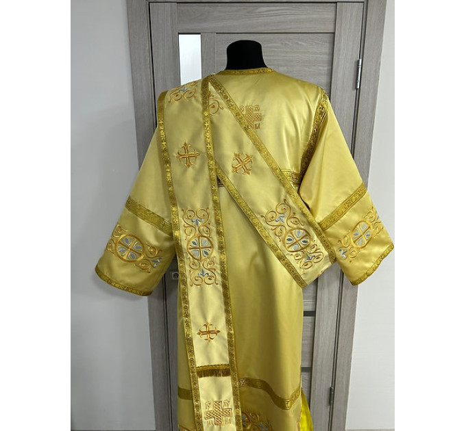 Embroidered silk deacon's vestment - Orthodox deacon's stichar and orar