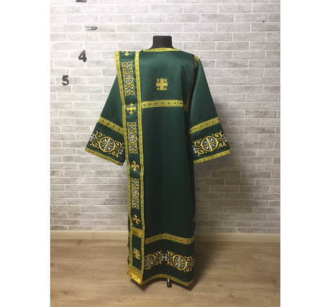 Embroidered silk deacon's vestment - Orthodox deacon's stichar and orar