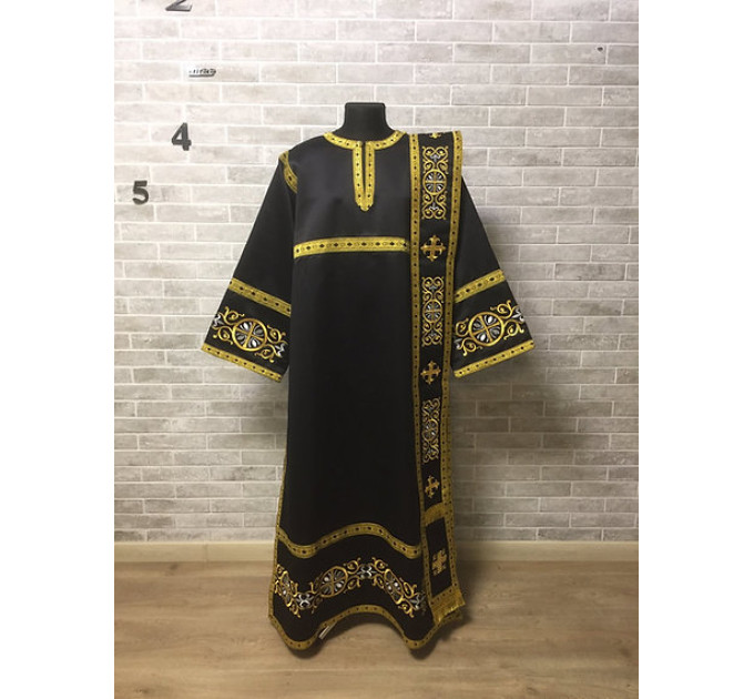 Embroidered silk deacon's vestment - Orthodox deacon's stichar and orar
