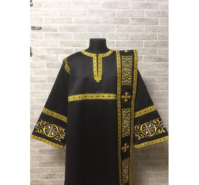 Embroidered silk deacon's vestment - Orthodox deacon's stichar and orar