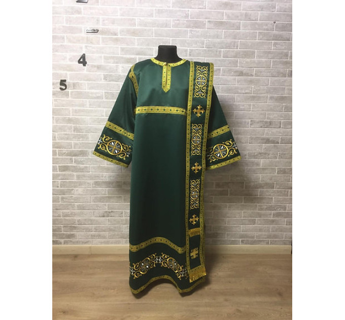 Embroidered silk deacon's vestment - Orthodox deacon's stichar and orar