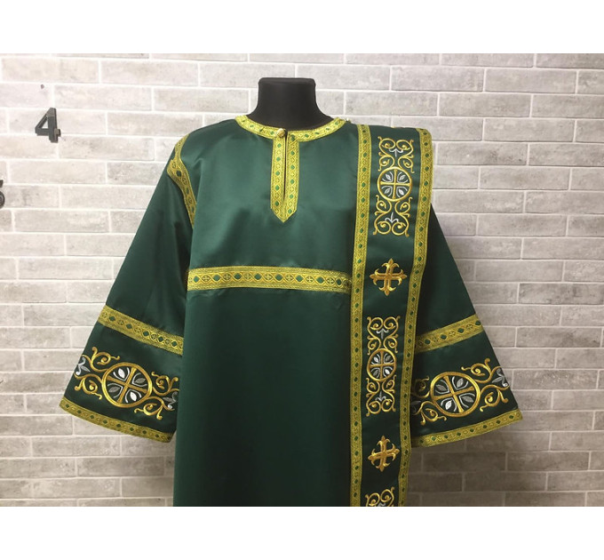 Embroidered silk deacon's vestment - Orthodox deacon's stichar and orar