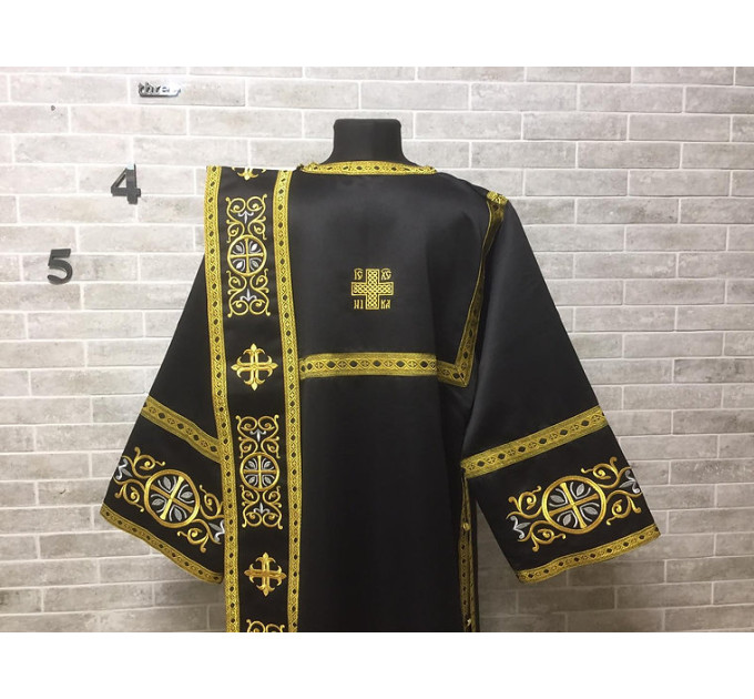 Embroidered silk deacon's vestment - Orthodox deacon's stichar and orar