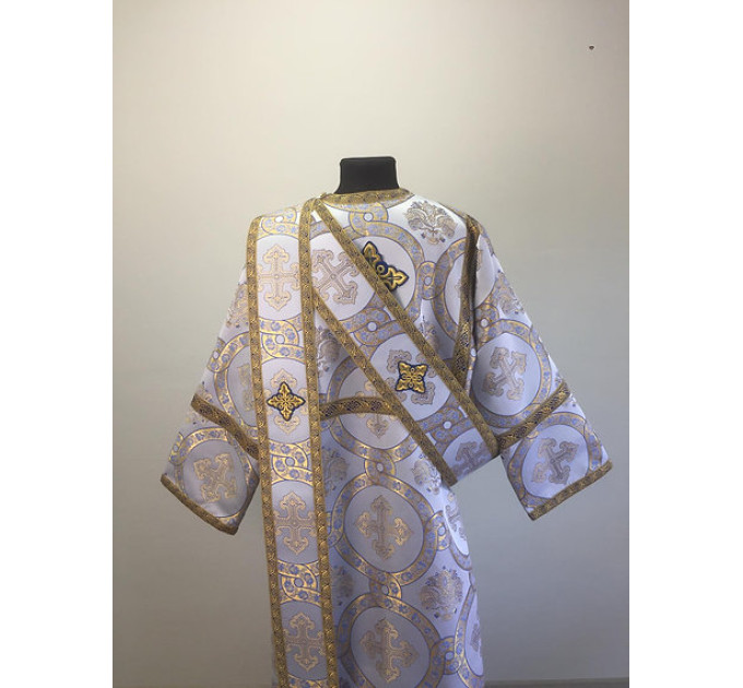 Orthodox vestment set - Sticharion and orar on church brocade fabric