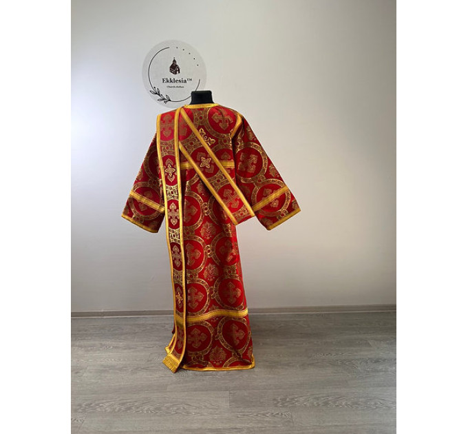 Orthodox vestment set - Sticharion and orar on church brocade fabric