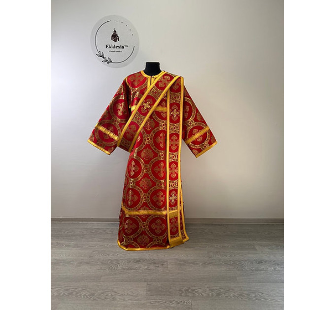 Orthodox vestment set - Sticharion and orar on church brocade fabric