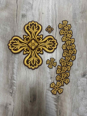 Set of 16 embroidered crosses for priest vestment - Patch crosses applique