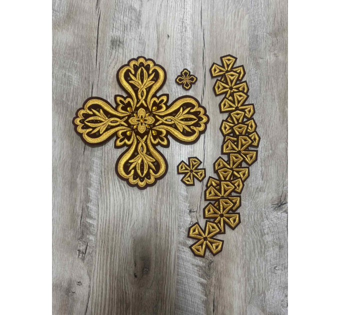 Set of 16 embroidered crosses for priest vestment - Patch crosses applique