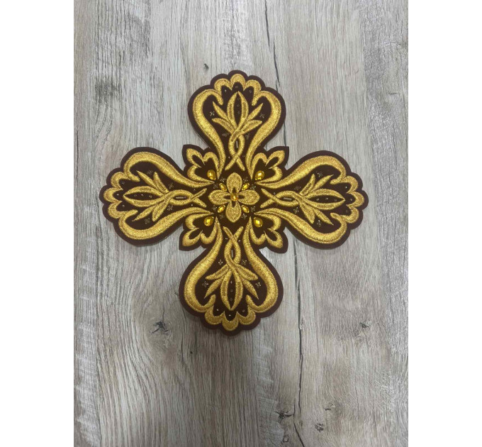Set of 16 embroidered crosses for priest vestment - Patch crosses applique